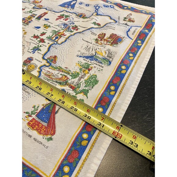 EUC Vintage SICILIA Cotton Tea Towel Dish Kitchen Map Italy Landmarks 32"x19" - Picture 7 of 7